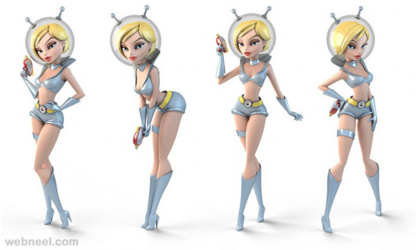 futuristic 3d cartoon character by andrew