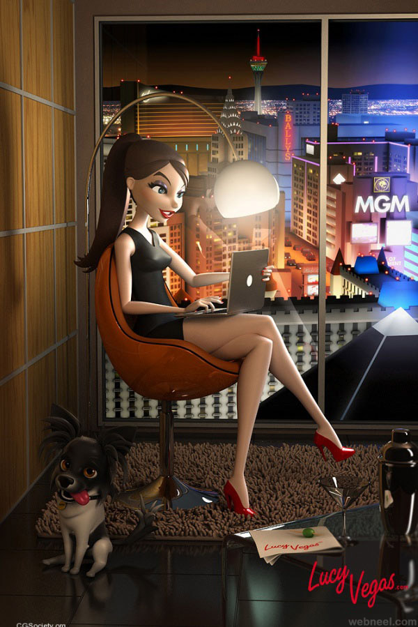 3d girl cartoon character by andrew
