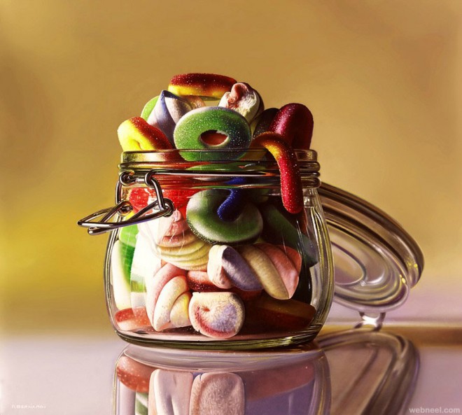candy oil painting by roberto bernardi
