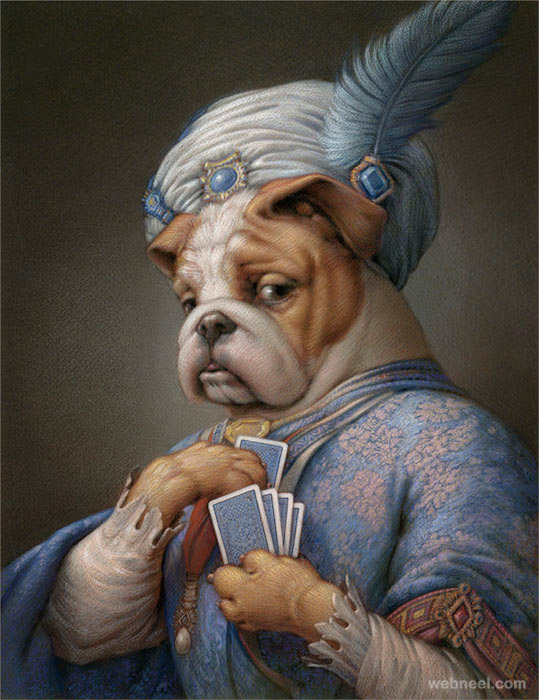surreal painting dog by kurt wenner