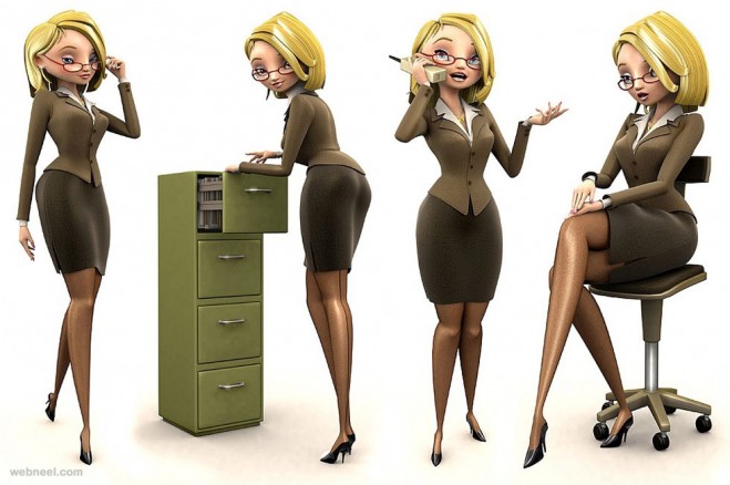 3d lady cartoon character by andrew
