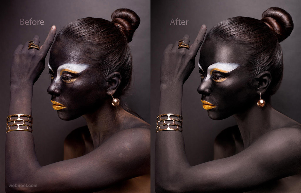black skin photo retouching after before