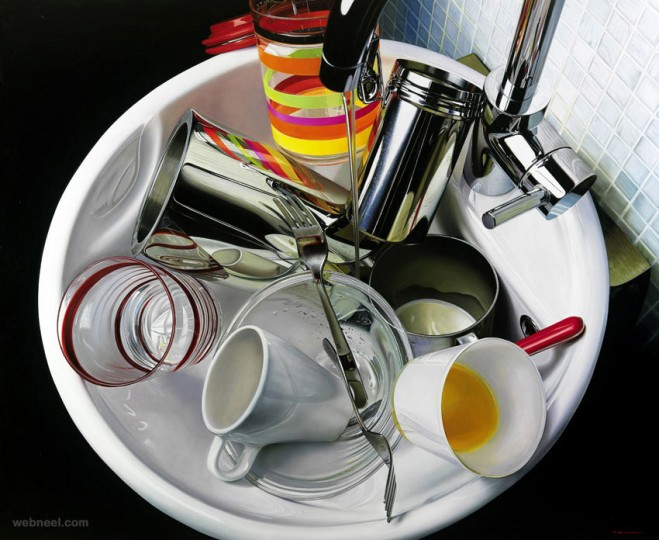 wash basin hyper realistic oil painting