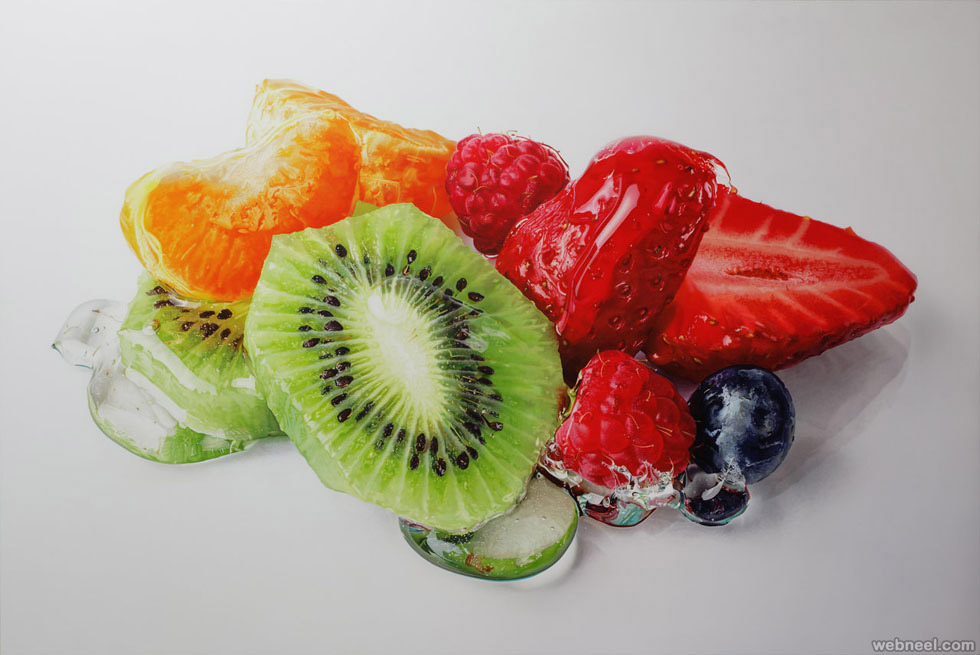 fruits hyper realistic painting by tom martin