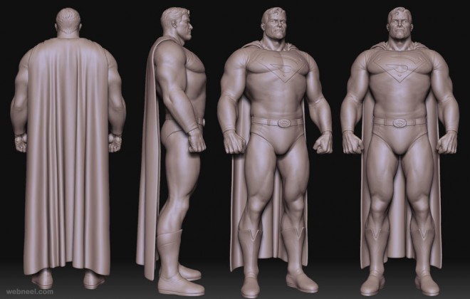 super man zbrush model by rodrigue pralier