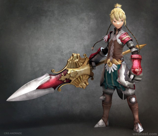 3d fantasy fighter warrior character