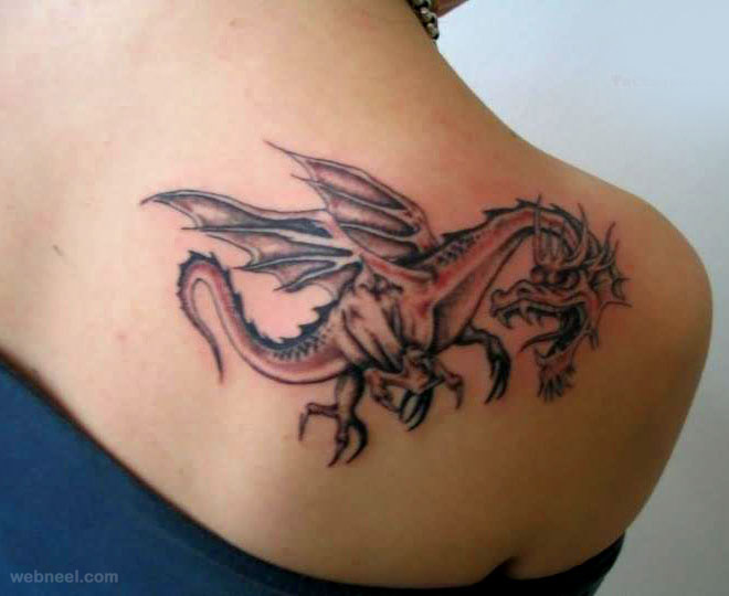 Back tribal dragon tattoo 60 Tribal
