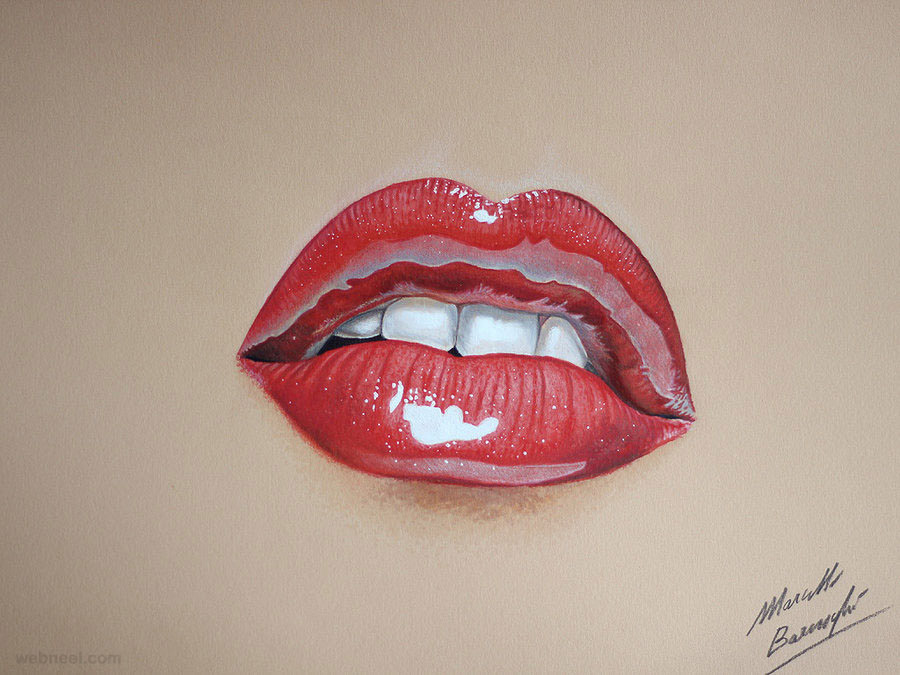 color pencil drawing lips