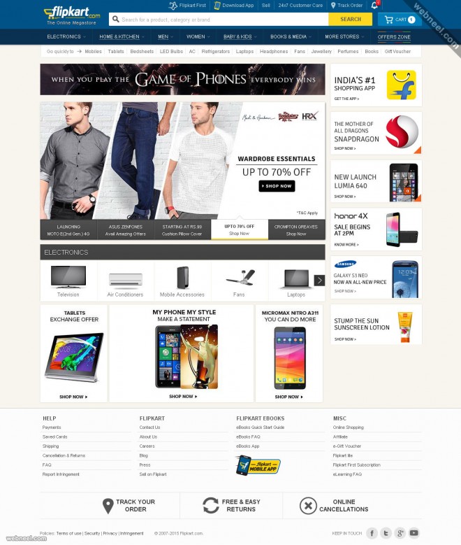 ecommerce website design flipkart