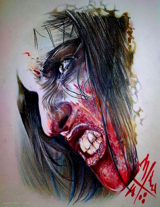 color pencil drawing by tony logo