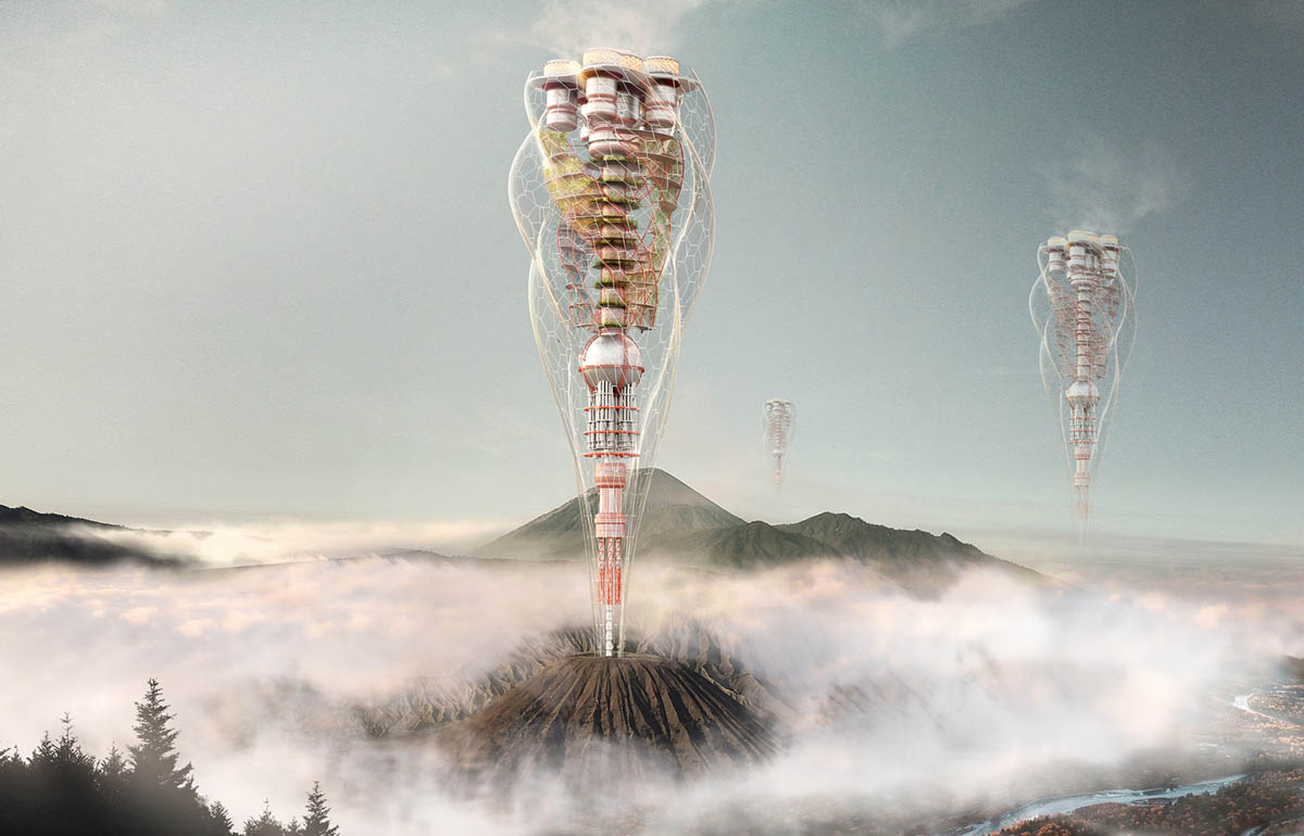 volcanic tower evolo skyscraper competition architecture design