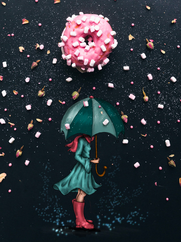 creative artwork idea doughnut rain