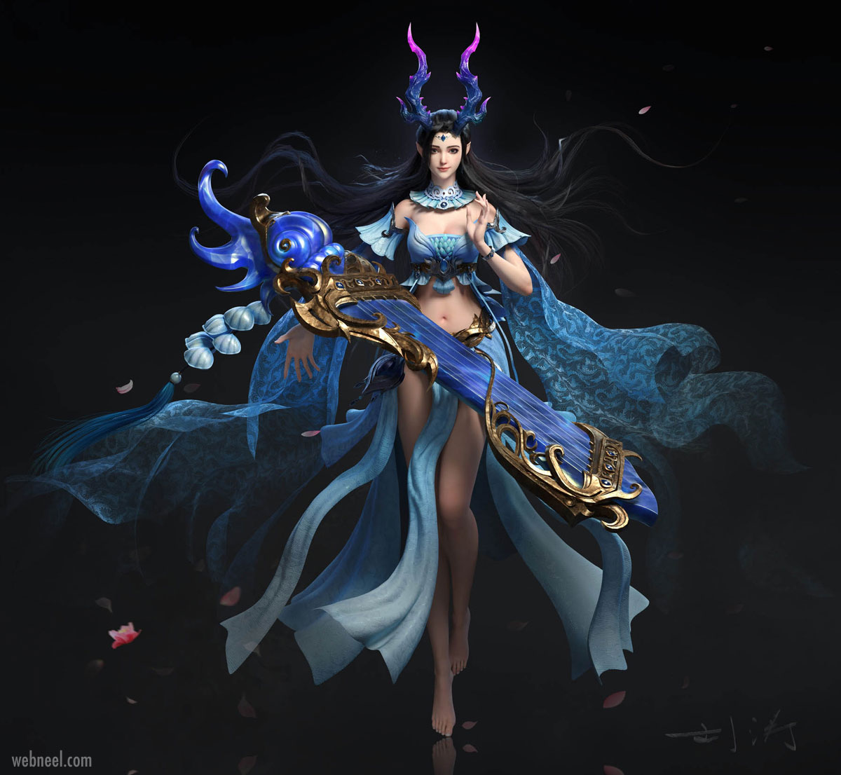 3d model fantasy girl game character fighter by cifangyi