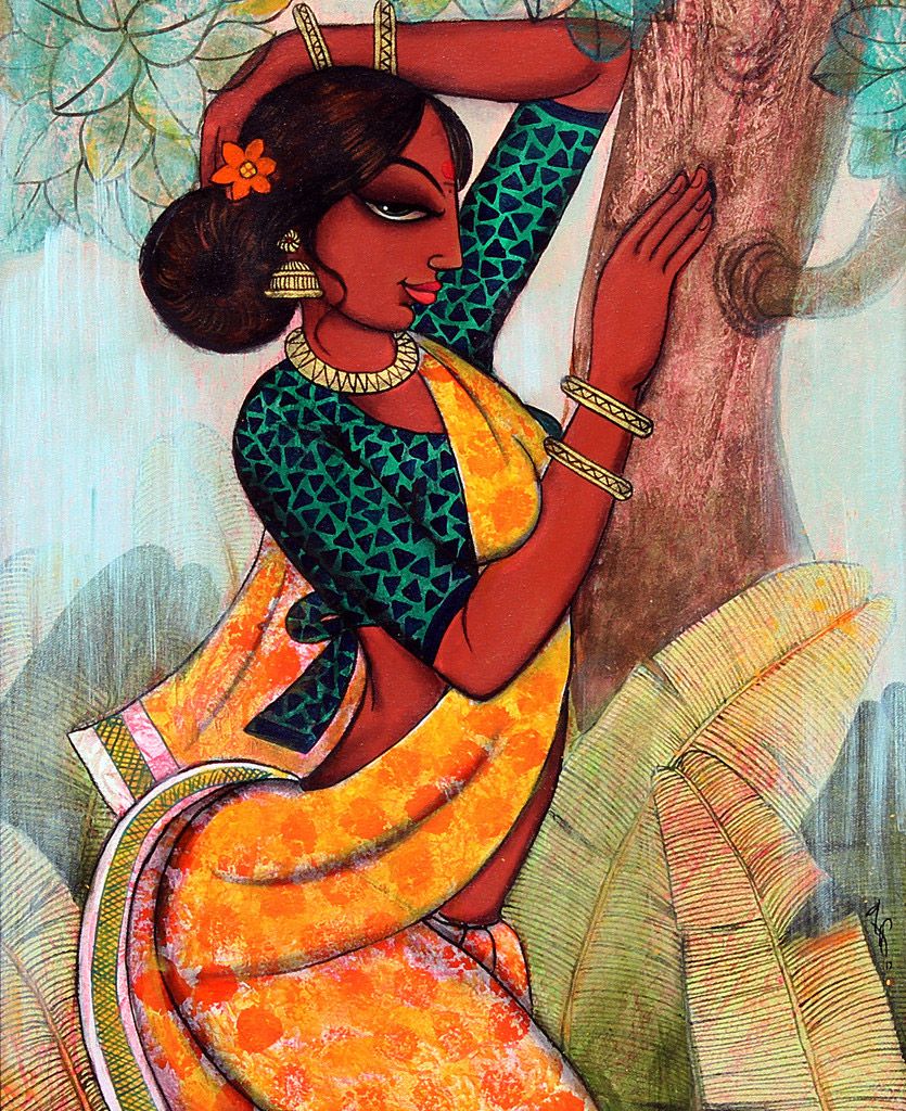 indian painting woman dancer by varsha kharatmal