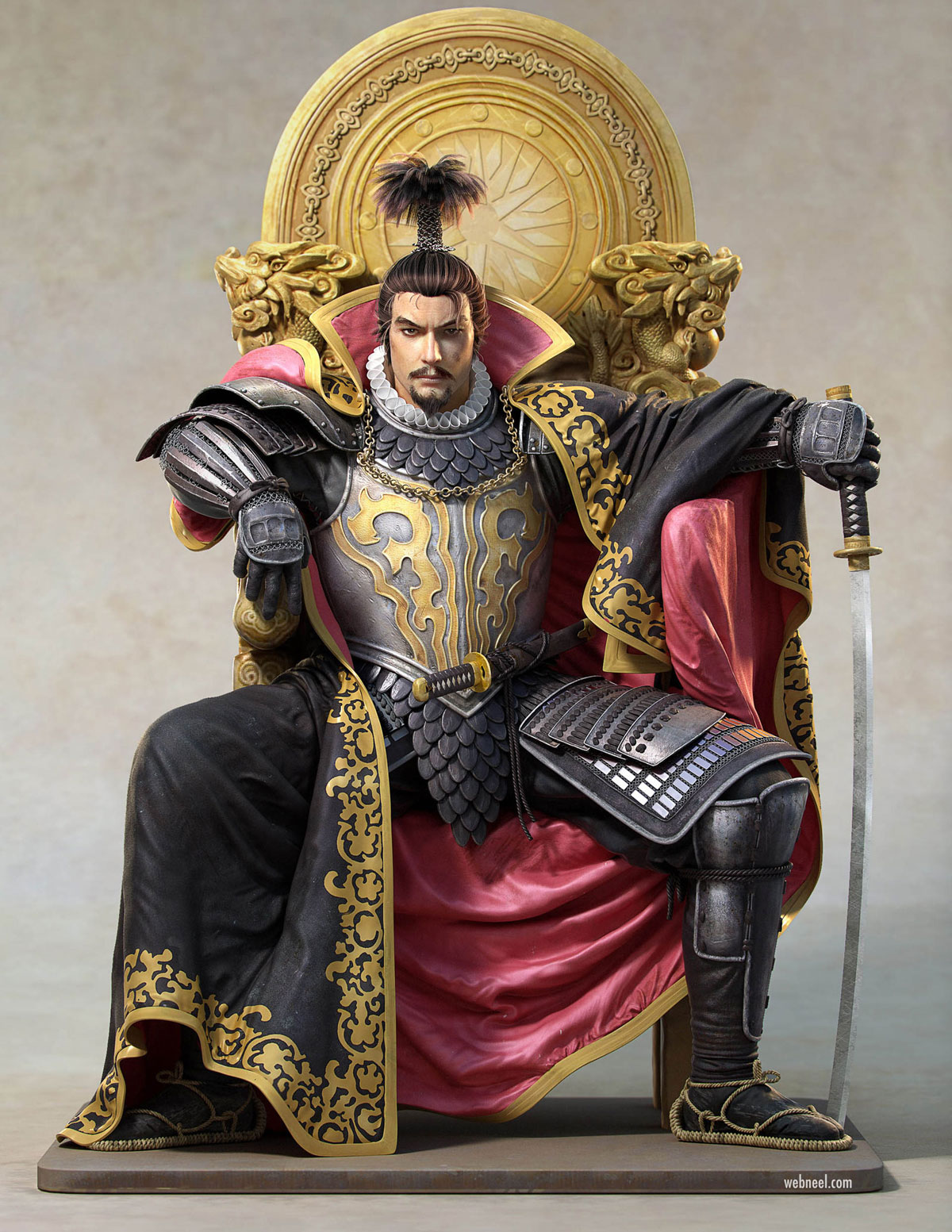 3d model man king sword game character