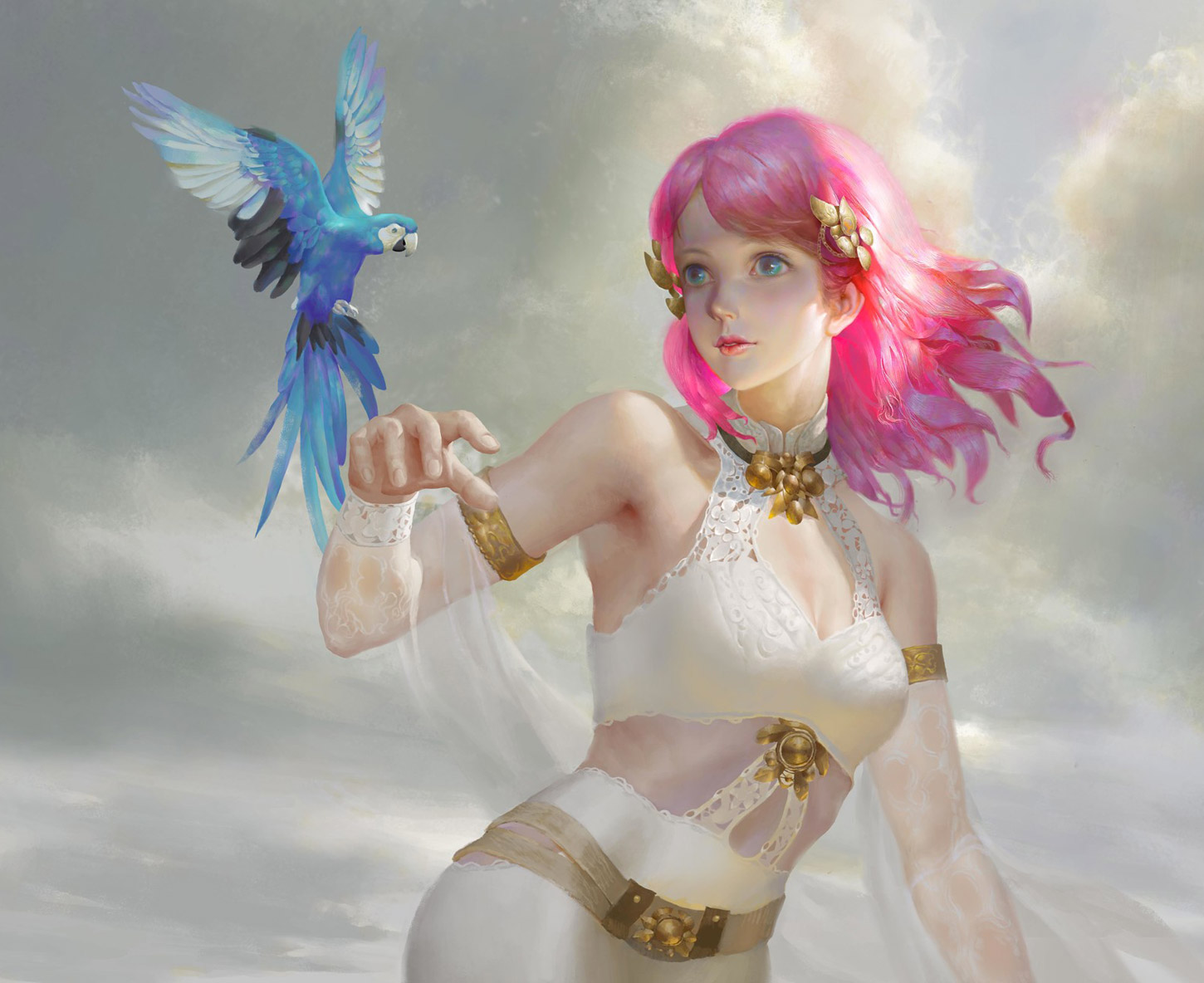 3d model digital artwork fantasy girl with parrot by yalun