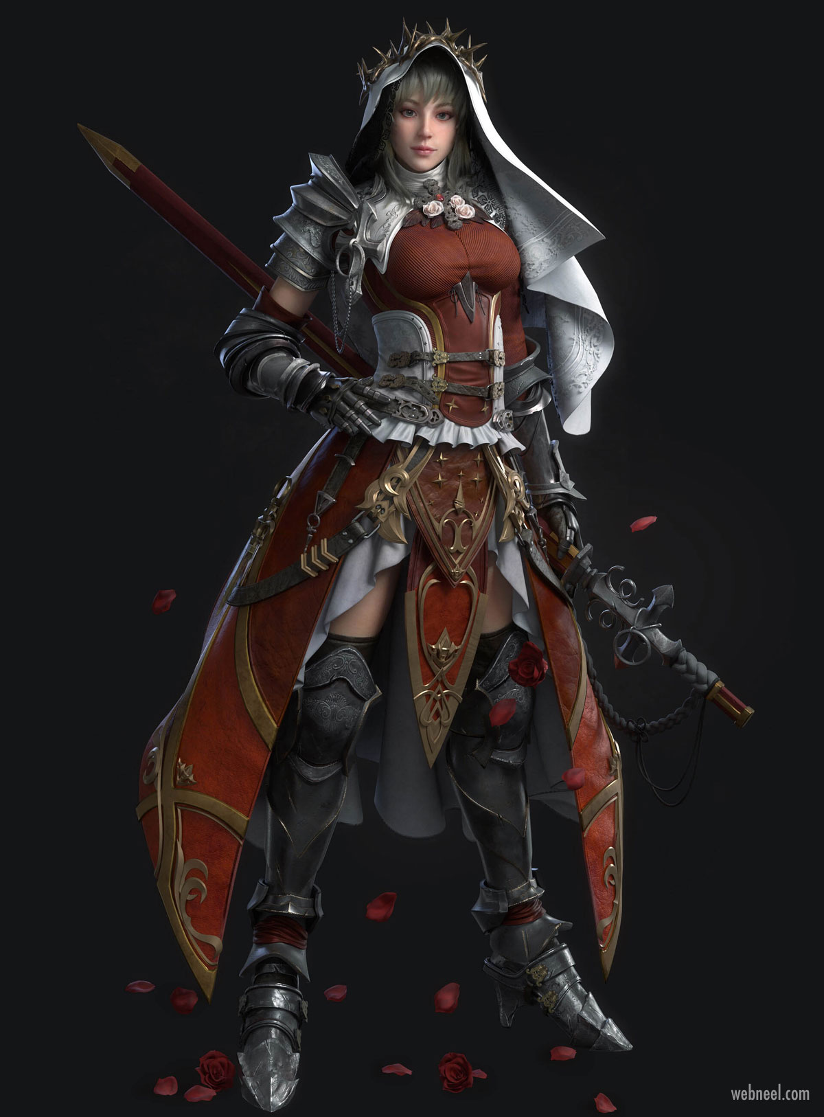 3d model fantasy girl game character fighter