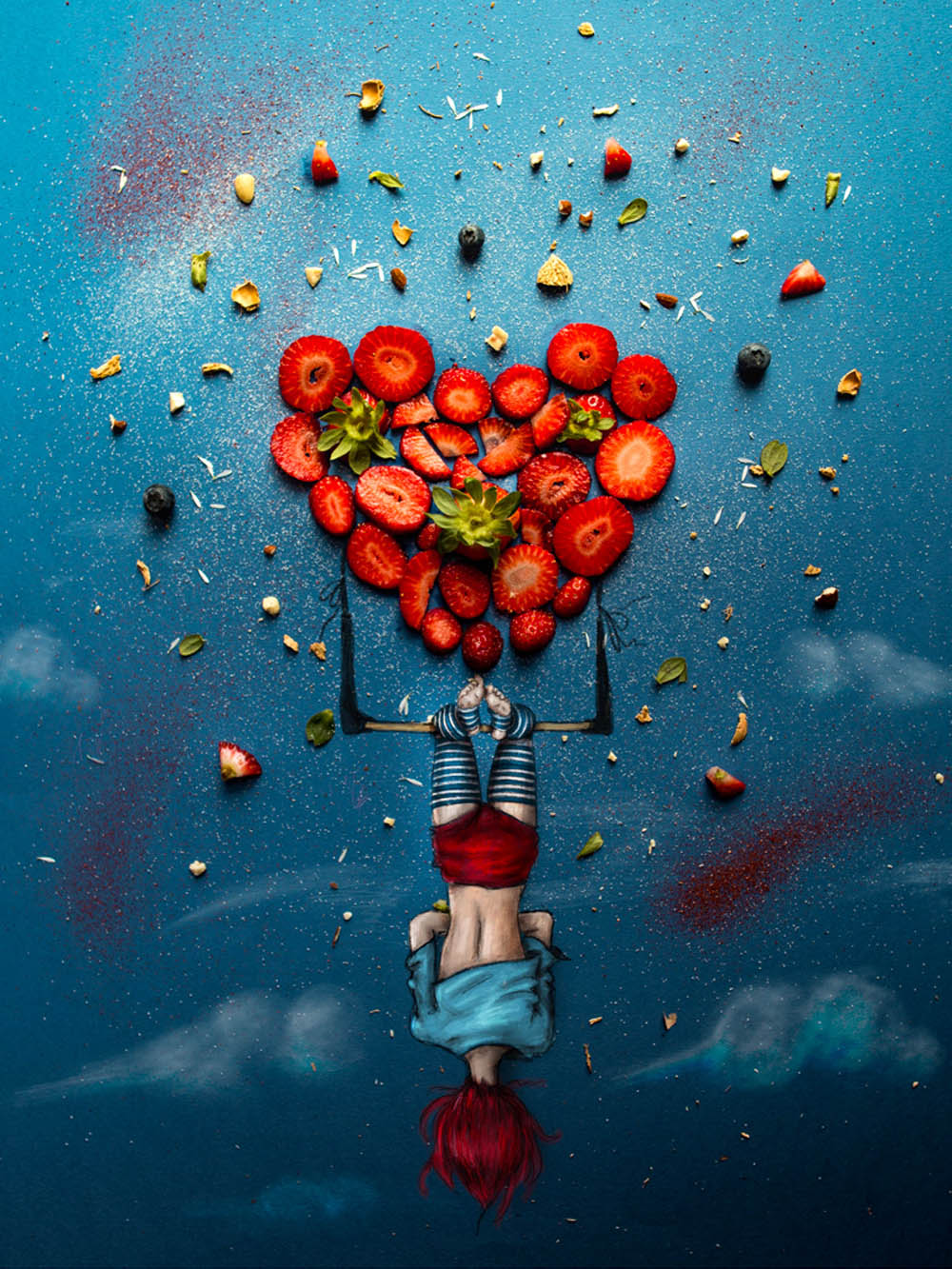 creative artwork idea strawberry hearts by cinzia bolognesi