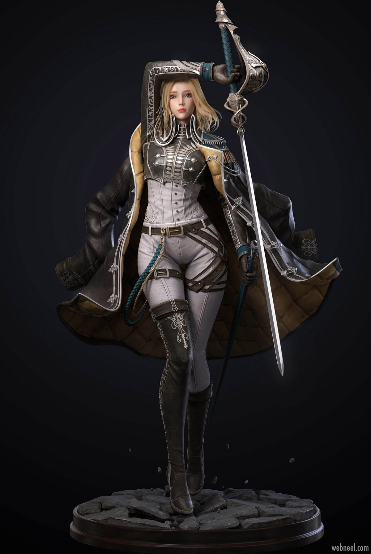 3d model fantasy girl game character fighter by cifangyi