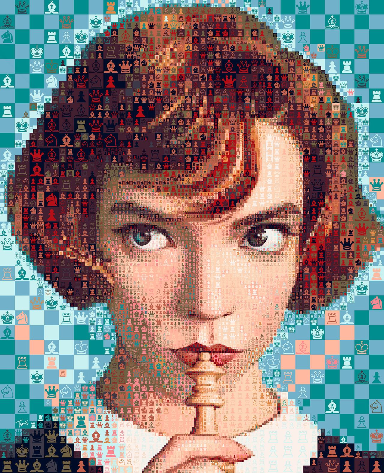 photo mosaic art queen gambit by charis tsevis