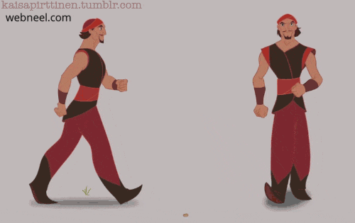 2d man walk cycle front side animation sinbad
