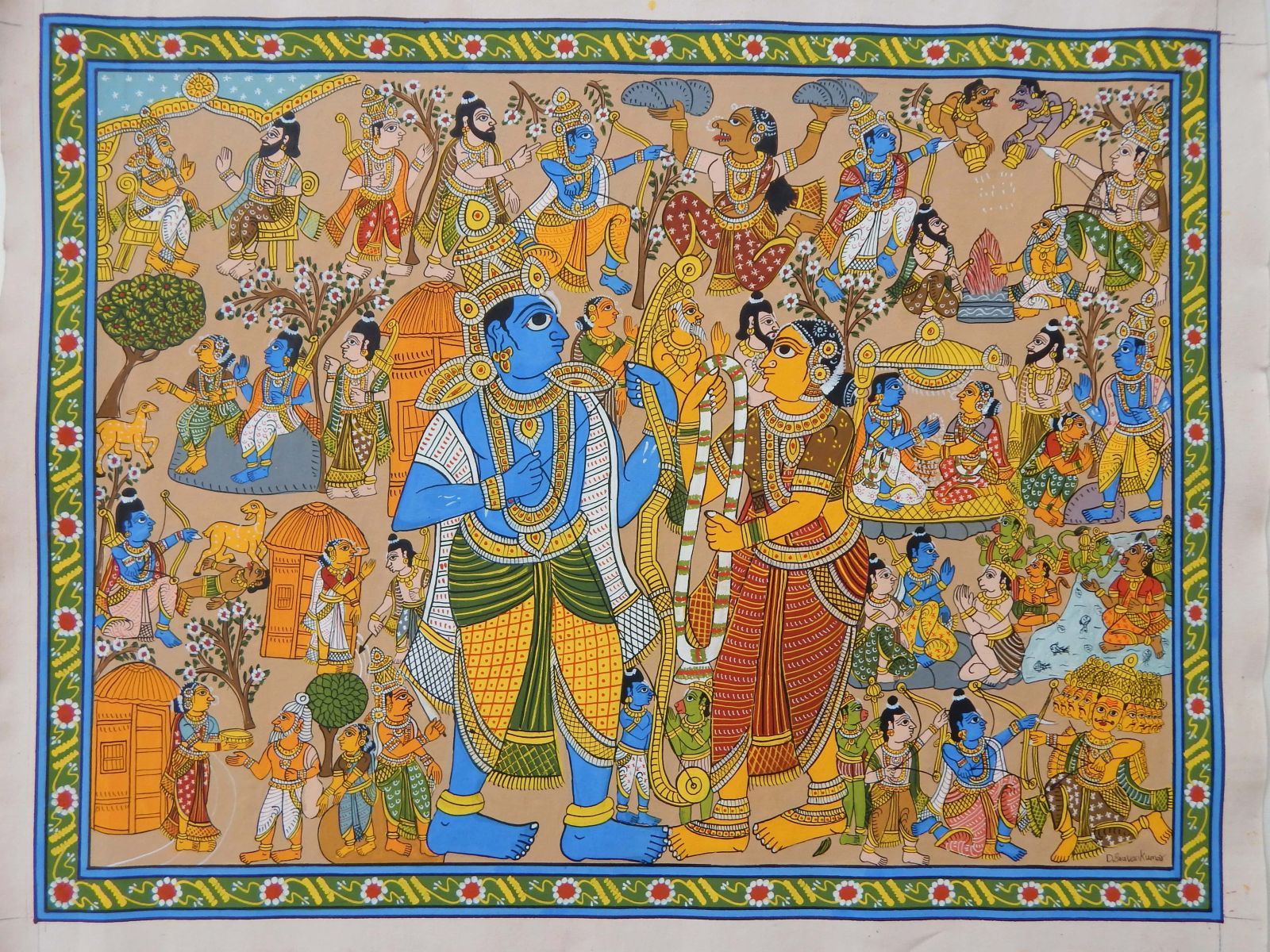 beautiful cheriyal scroll painting ramayanam min