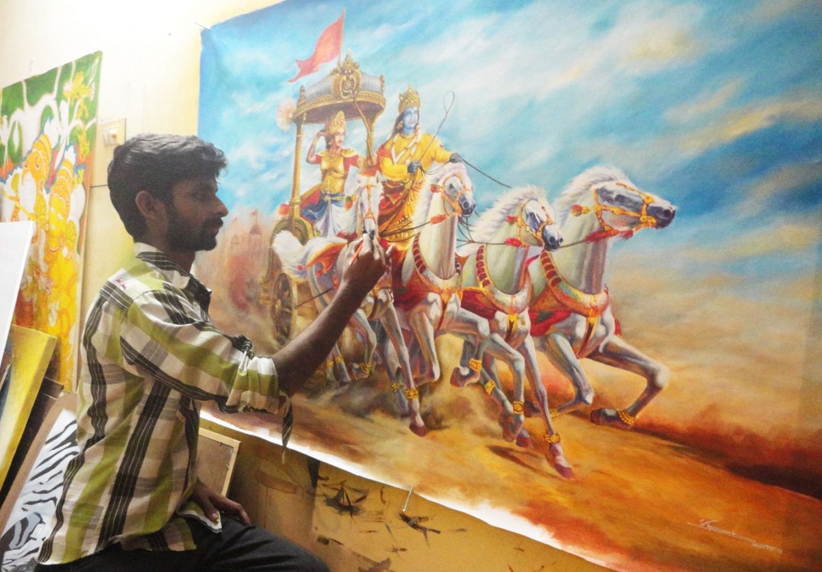 famous kerala mural artist vipin irrity