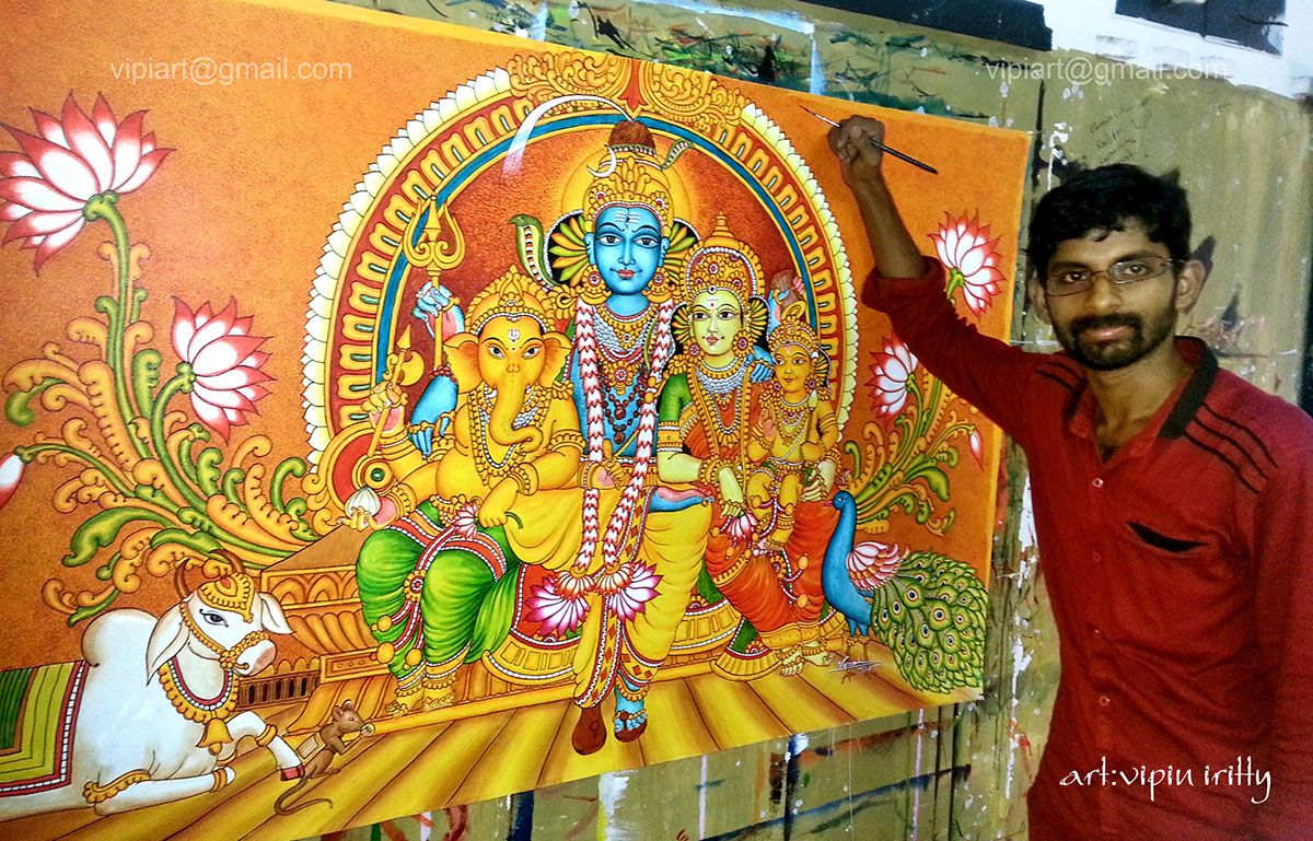 beautiful kerala mural painting by vipin iritty