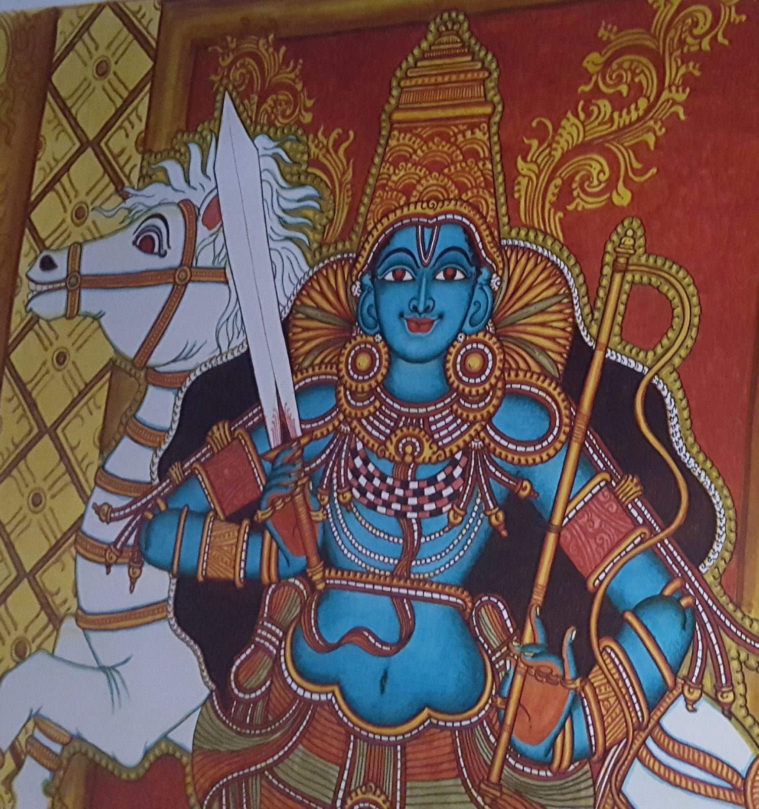 beautiful kerala mural painting lakshmi narayanan by artist naveen