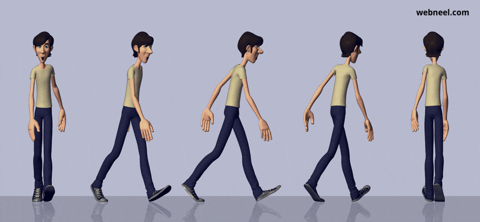 3d man walk cycle animation gif by alex cobra