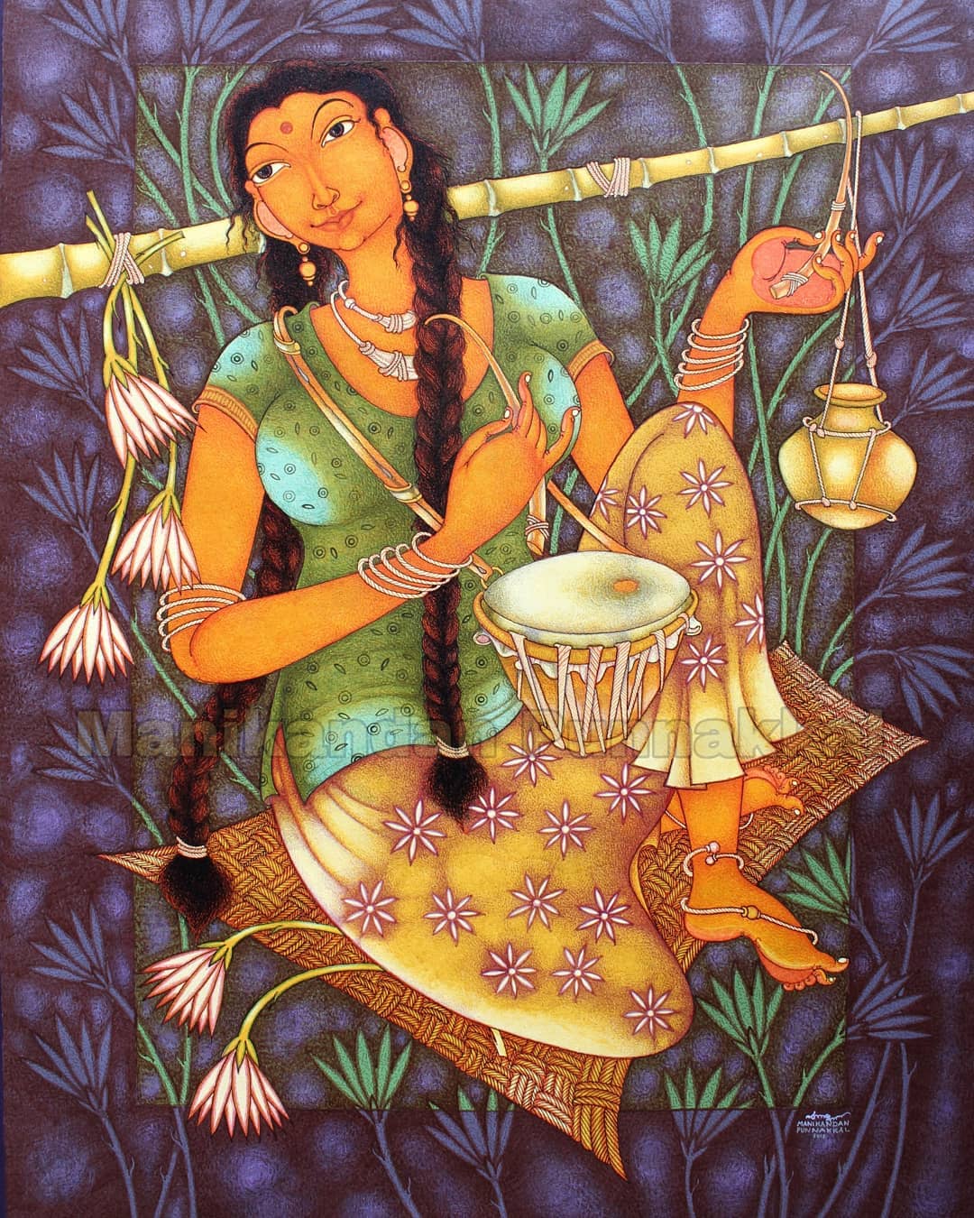 stunning kerala mural art anandhi by manikandan punnakkal