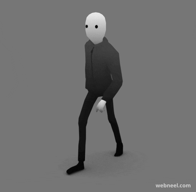 funny 2d man walk cycle gif 3d side