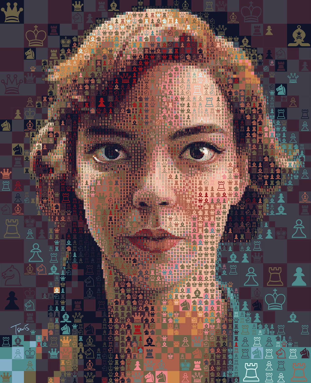 photo mosaic manipulation queen gambit by charis tsevis
