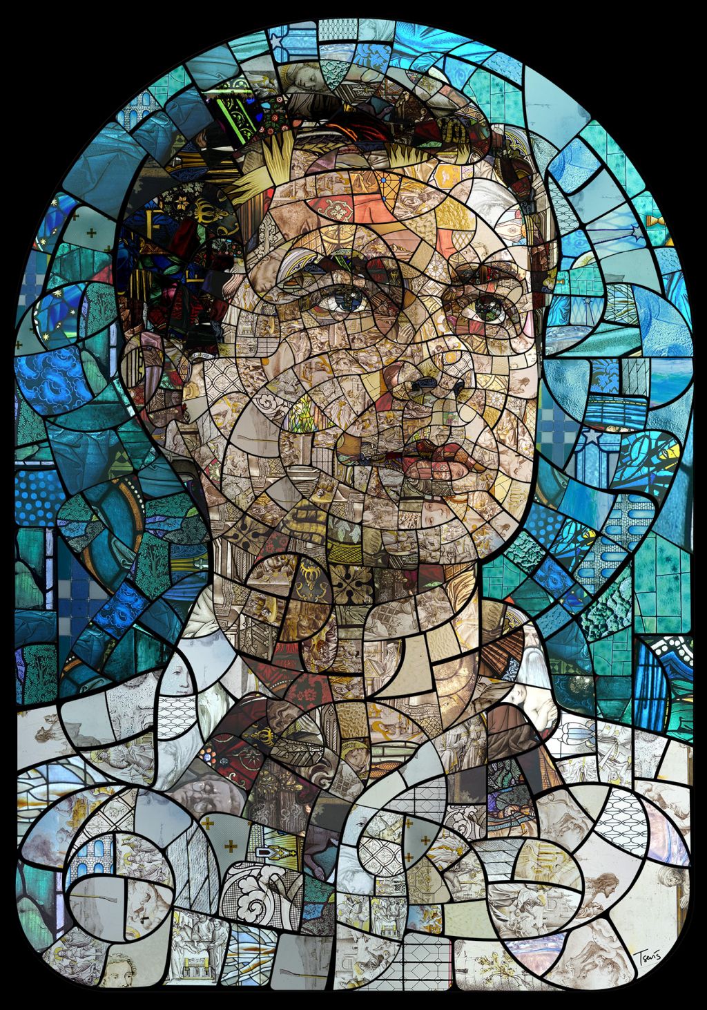 portrait photo mosaic of pete buttigieg