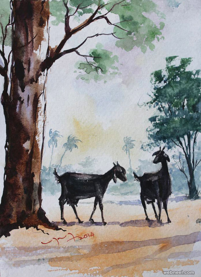watercolor painting by balakrishnan