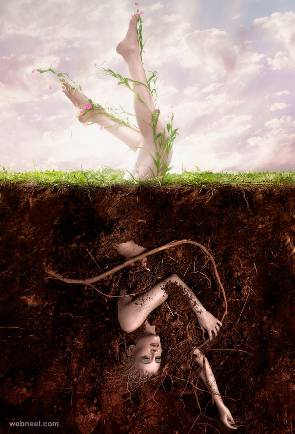 woman plant photo manipulation