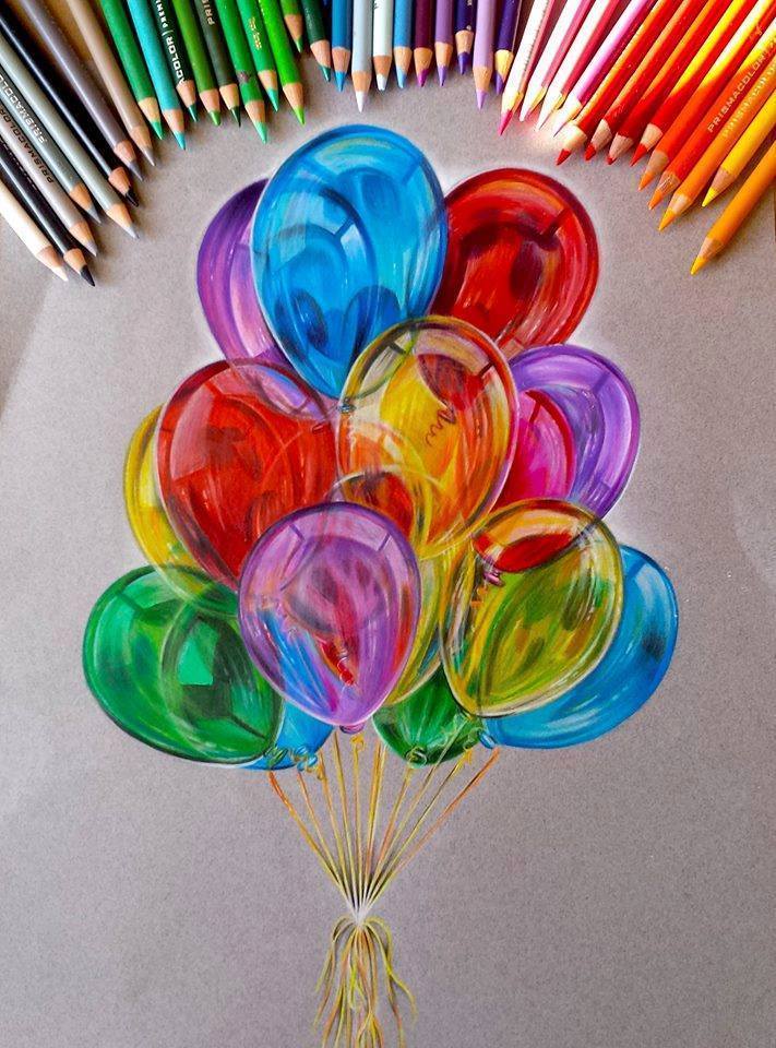 balloon color pencil drawing by jocelyn schmidt