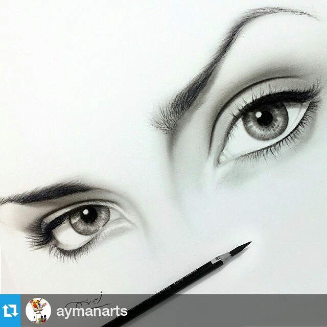 realistic eyes charcoal drawing by aymanarts