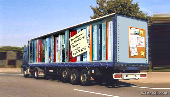 library optical illusion truck art