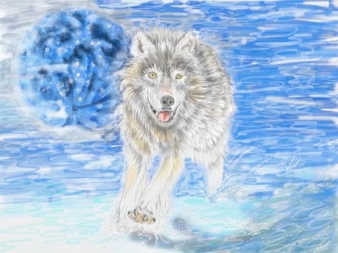 wolf artrage painting by kerry beauchamp
