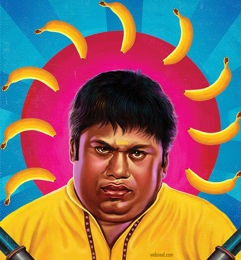digital painting senthil tamil comedy actor