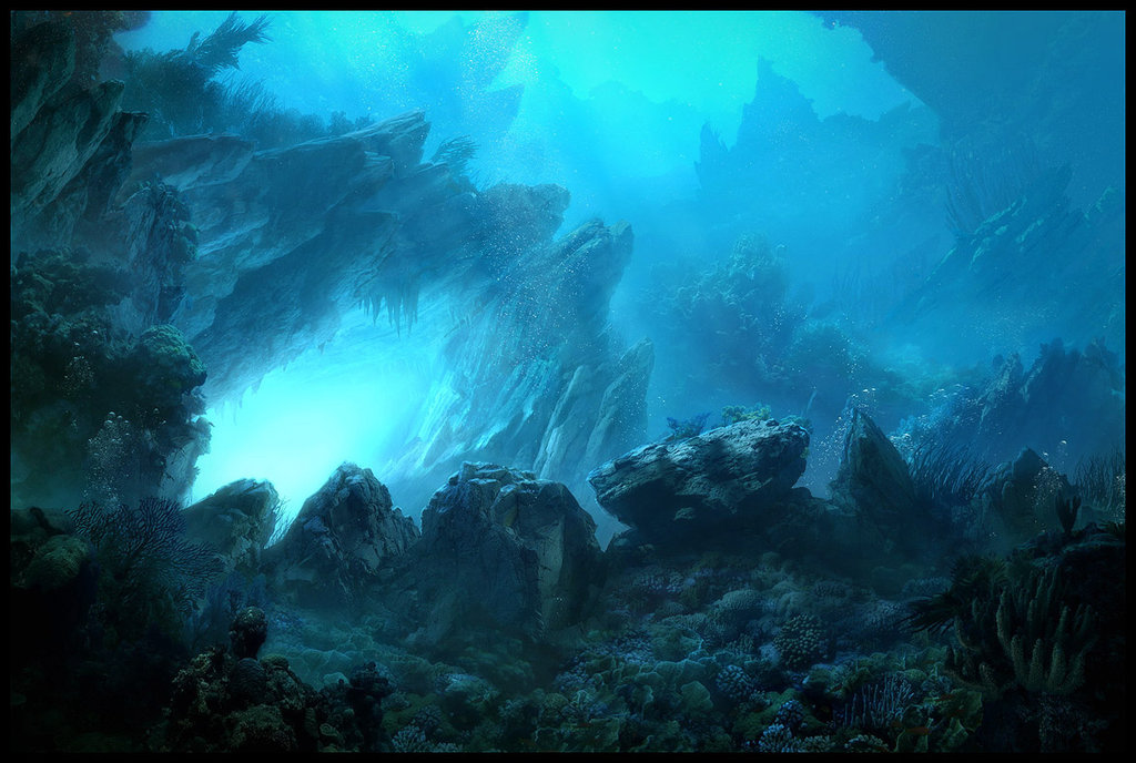 underwater matte painting by raphael lacoste