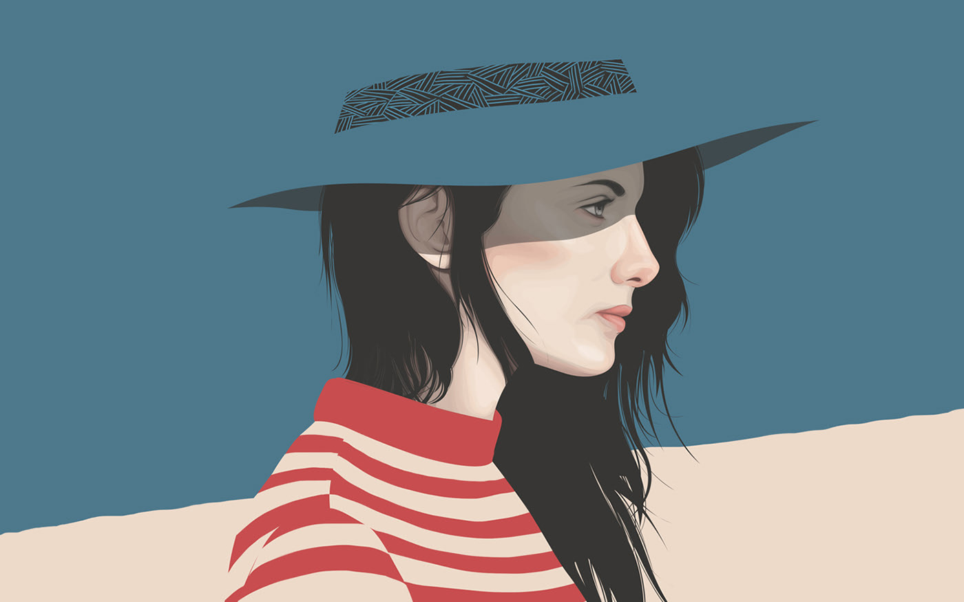vexel art portrait vector illustration hat