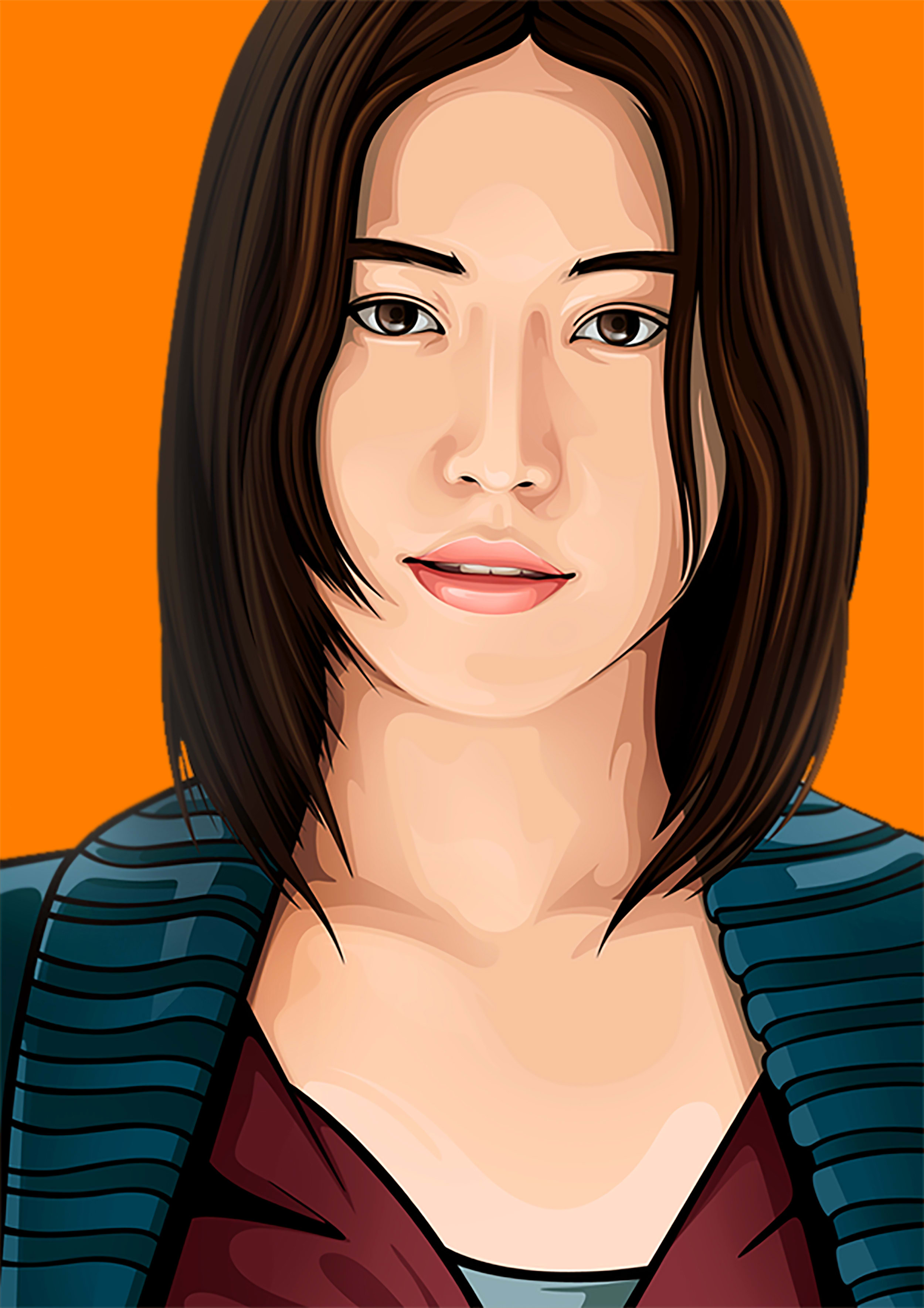 vexel art portrait vector illustration girl