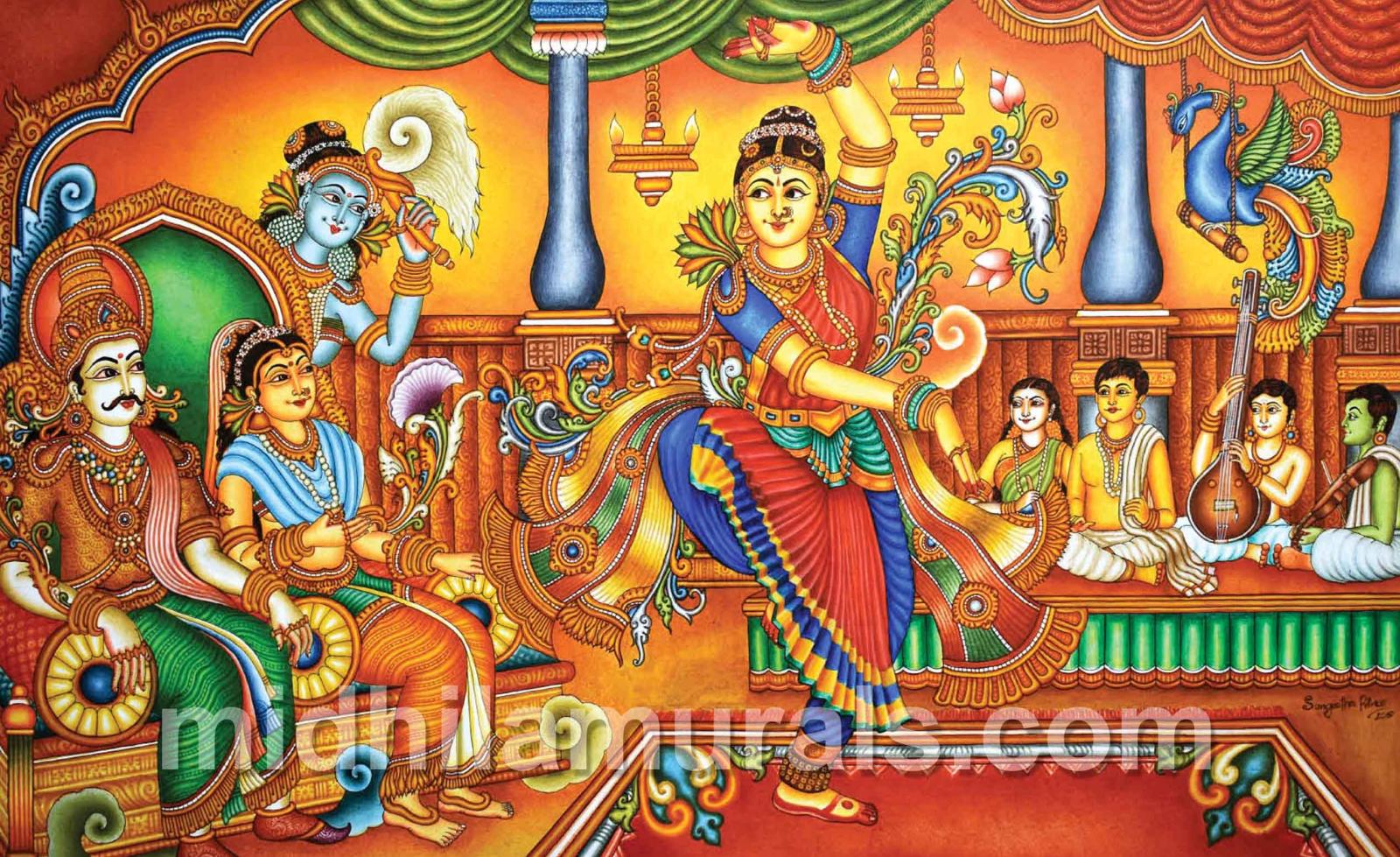 kerala mural king painting by midhila murals