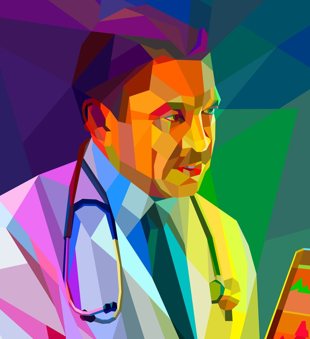 low poly digital illustration doctor by charis tsevis