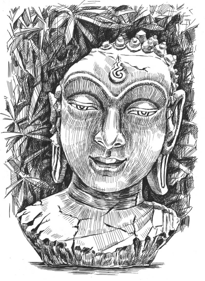 ink drawing buddha