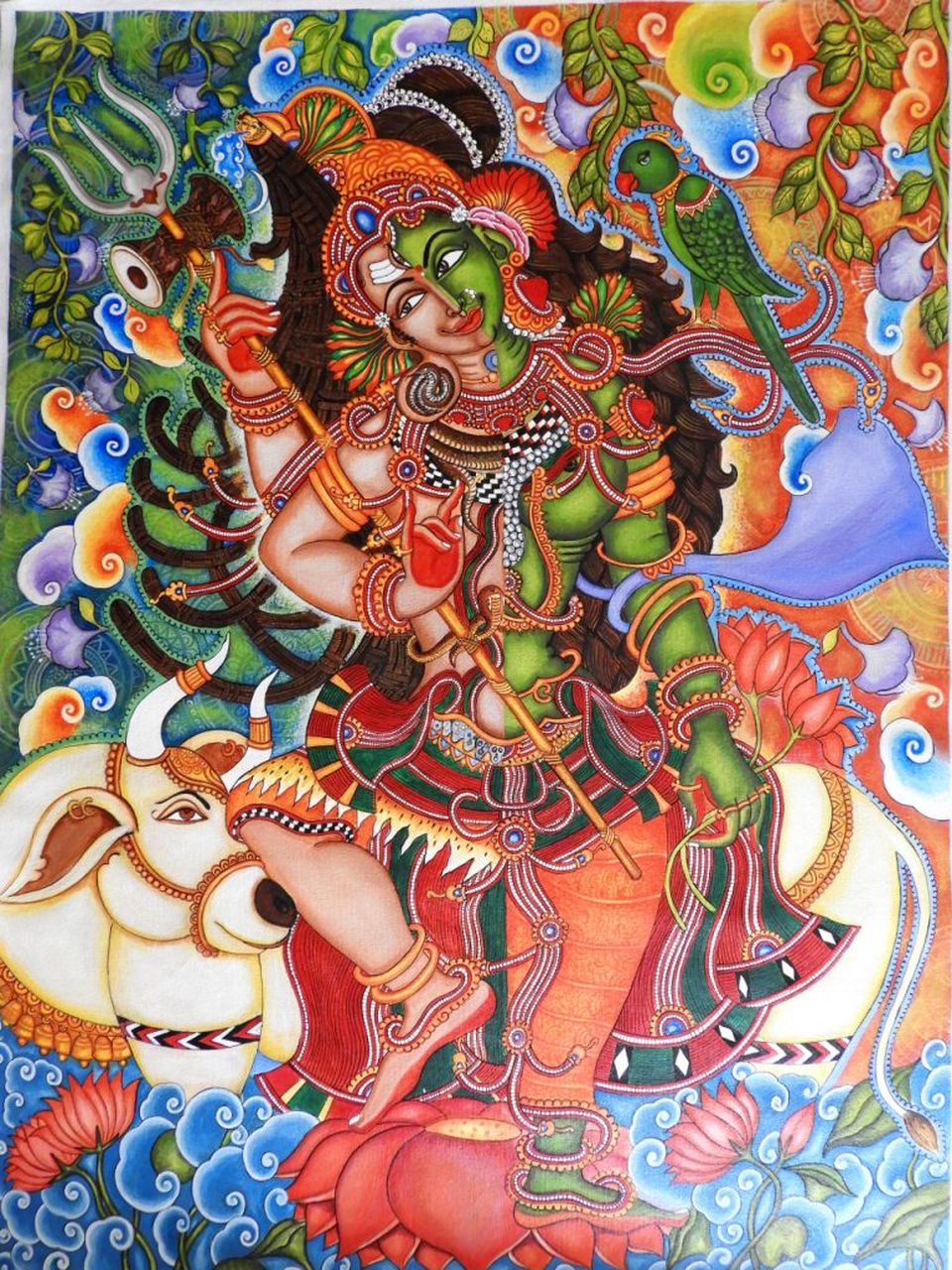 kerala painting ardhanareeshwara by devi j