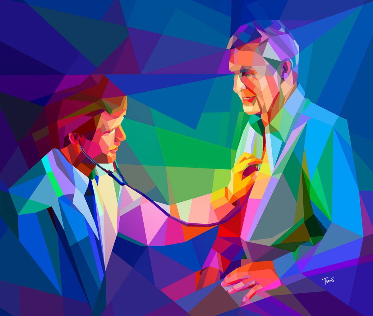 low poly digital illustration doctor by charis tsevis