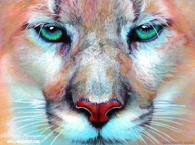 lion hyper realistic color pencil drawing by christina papagianni